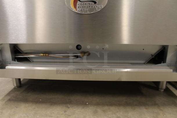 BRAND NEW SCRATCH AND DENT! Cooking Performance Group CPG 351S36SUL Stainless Steel Commercial Propane Gas Powered 2 Tier 6 Burner Range w/ Oven, Back Splash and Over Shelf. 210,000 BTU. Tested and Working!
 - Image 8 of 8