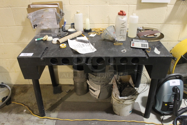 Black Table w/ Contents and Buckets Underneath. BUYER MUST REMOVE. - Image 1 of 6