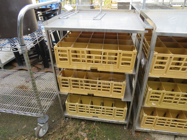 One Stainless Steel 3 Shelf Dishrack Holder With 3 Dishwasher Racks. 22X22X36