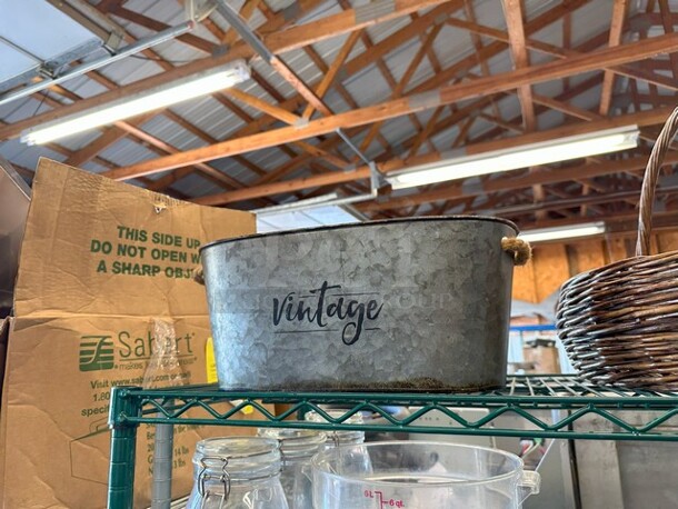 ALL ONE MONEY! Two Tier Lot of Various Items Including Basket and Metal Bin - Image 5 of 5