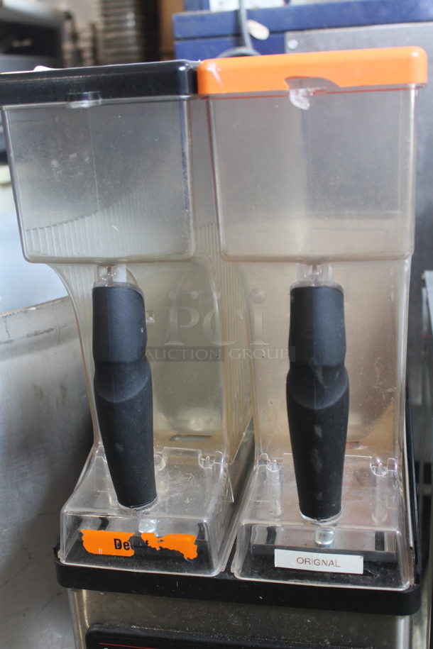 2014 Bunn MHG Commercial Stainless Steel Electric Countertop 2 Hopper Coffee Grinder and Storage System With Black and Orange Tops. 120V, 1 Phase. Tested and Working! - Image 3 of 7