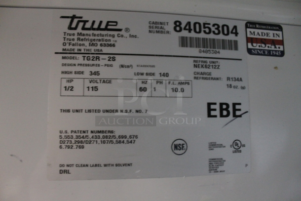 2014 True TG2R-2S Commercial Stainless Steel 2 Solid Door Reach-In Cooler With Polycoated Shelves. 115V, 1 Phase. Tested and Working! - Image 6 of 6