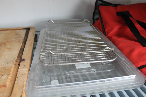 ALL ONE MONEY! Lot of 2 Tiers Worth of Various Items Including Red Insulated Food Carrying Bag and Wooden Cutting Board! - Image 5 of 12