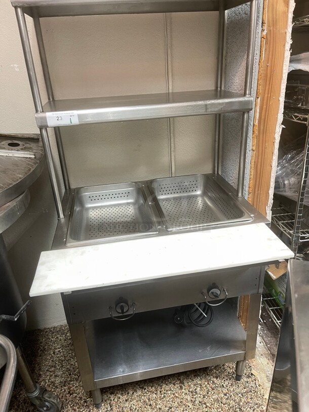 Working! Duke E302 30 3/8 inch Hot Food Table w/ (2) Wells & Cutting Board, With Double Over Shelf 115v/1ph NSF Tested and Working! - Image 5 of 7