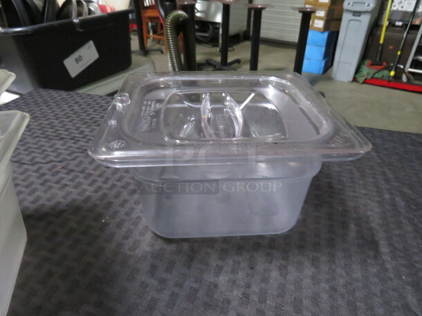 1/6 Size 4 Inch Deep Food Storage Container With Lid. 4XBID