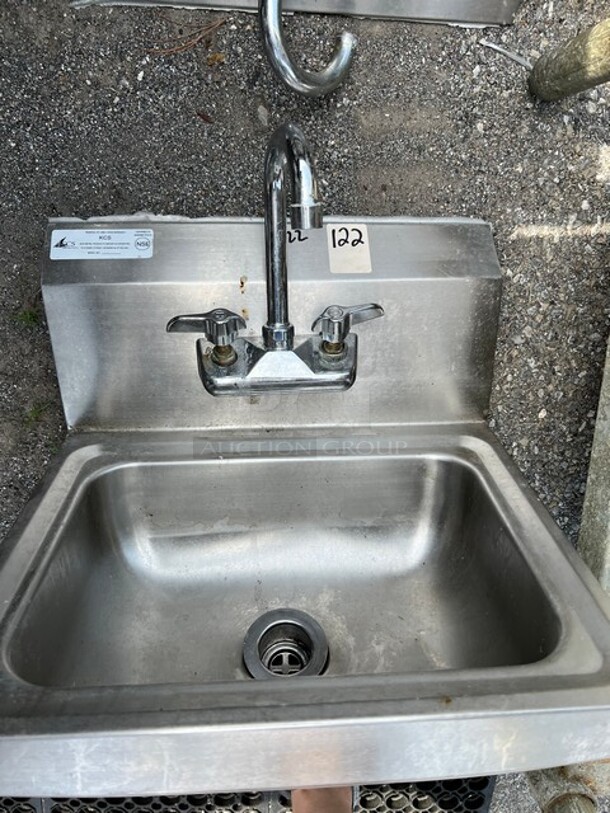 Stainless Steel Single Bay Wall Mount Sink w/ Faucet and Handles. 17x15x22 - Image 2 of 3