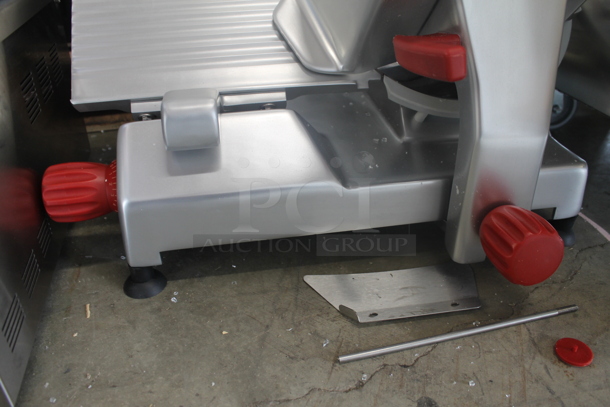 BRAND NEW SCRATCH AND DENT! 2022 Berkel B12-SLC Stainless Steel Commercial Countertop 12" Medium-Duty Gravity Feed Manual Meat Slicer w/ Blade Sharpener. 115 Volts, 1 Phase. Tested and Working! - Image 6 of 9