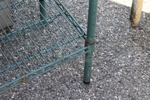 Green Finish 4 Tier Wire Shelving Unit. BUYER MUST DISMANTLE. PCI CANNOT DISMANTLE FOR SHIPPING. PLEASE CONSIDER FREIGHT CHARGES.
  - Image 3 of 3