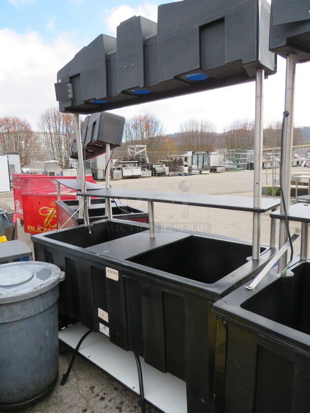 One Bud Light IRP Elite Beverage Cart/Kiosk With 2 Wells, Under Shelf, And Over Shelf On Casters.  61X30.5X88  - Image 2 of 3