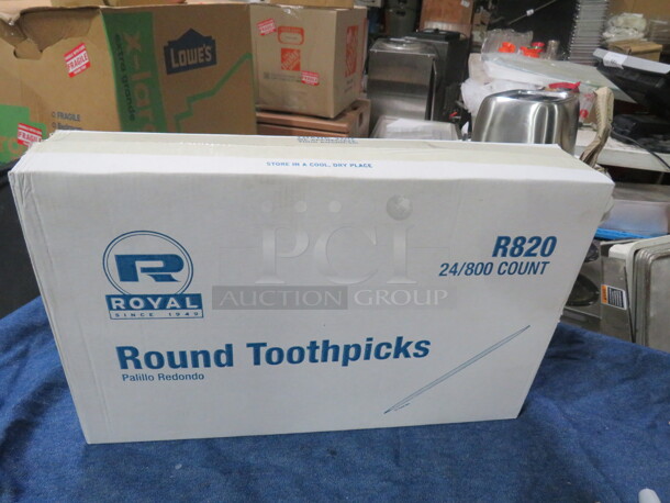 One Case Of Royal Round Toothpicks. 24X800.  - Image 1 of 1