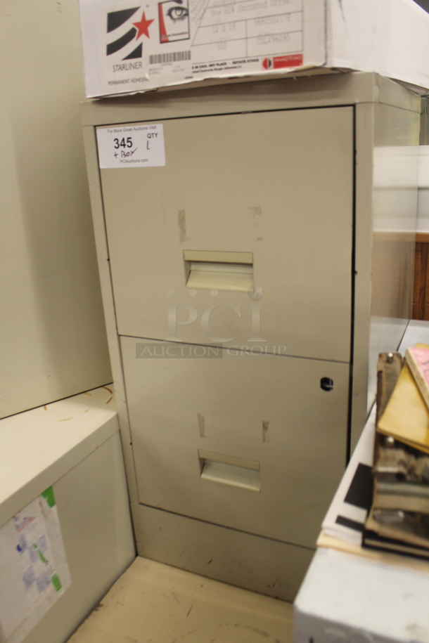 Tan Metal 2 Drawer Filing Cabinet. BUYER MUST REMOVE. - Image 3 of 5