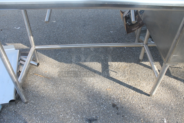 BRAND NEW! Vollrath Commercial Stainless Steel Flush Mount 3 Bay Sink With Left and Right Drain Boards And Right Side Undershelf On Galvanized Legs. Bays are 28x24x15 deep and Drainboards are 37x26 - Image 7 of 9