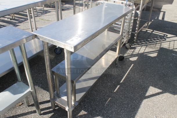 Commercial Stainless Steel Work Table With Two Undershelves On Galvanized Legs. - Image 2 of 3
