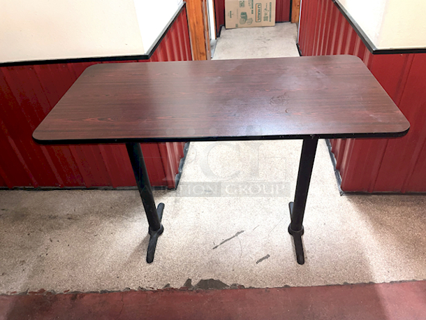Lancaster Table & Seating 6 Seater Reversible Cherry / Black Laminated Bar Height Table Top and Base Kit. Base Style May Differ Slightly.  - Image 1 of 4