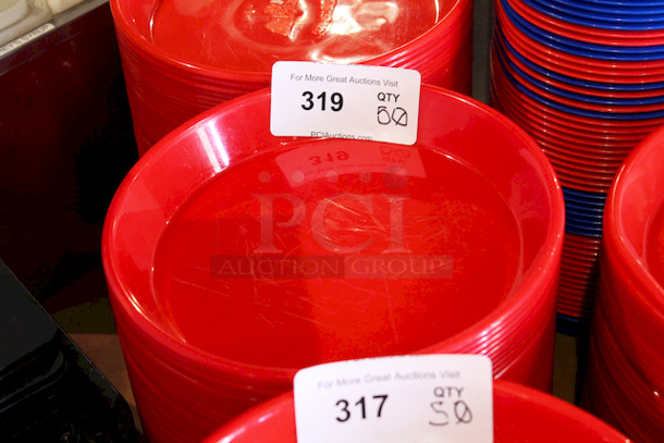 HUGE STACK! 11" Red Round Plastic Serving Platters. 
11x1-1/2
50x Your Bid - Image 3 of 3