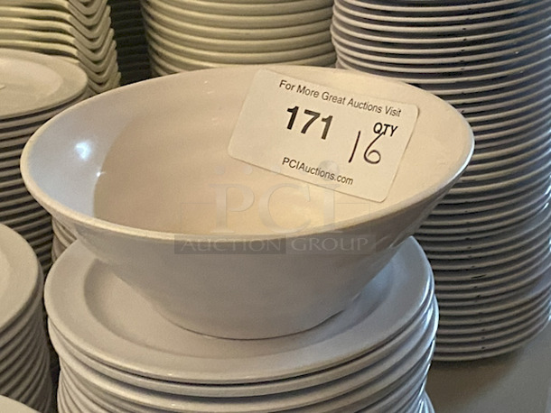 BEAUTIFUL!! World Bell Melamine 8” Round Noodle Bowls, White, Textured. 16 Your Bid - Image 1 of 4