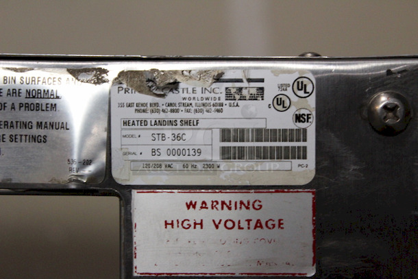 PERFECT! Prince Castle STB36C Heated Landing Shelf. 120-208v/60hz/2300w 36x27x25.

Tested. Turns On.  - Image 2 of 5