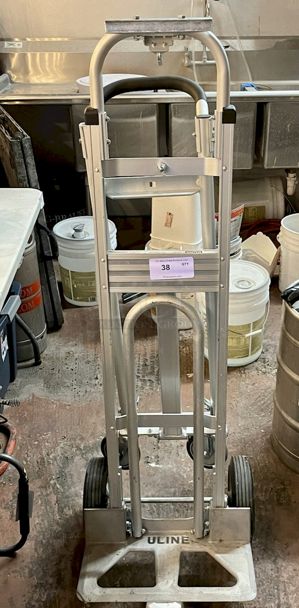 AWESOME! ULINE H-4124 3-In-1 Hand Truck w/ 28"x8" Folding Nose Extension, Capacity: 500 lbs. hand truck and 45º incline; 750 lbs. platform. - Image 5 of 7