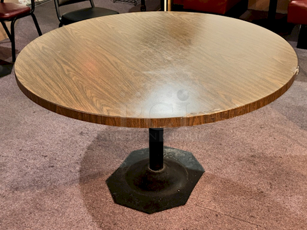 SWEET! 50" Round Wood Table Top With Weighted Octagon Base. 50x29 - Image 2 of 4