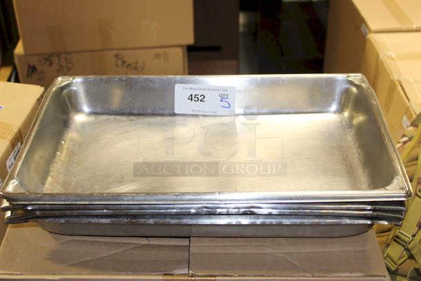 SWEET! 2-1/2" Deep Full Size Hotel Pans, Stainless Steel. 20-3/4x12-3/4x2-1/2 5x Your Bid - Image 1 of 1