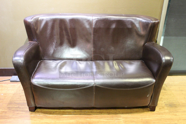 NICE! Brown Leather Couch. 59-1/2x31x29-1/2