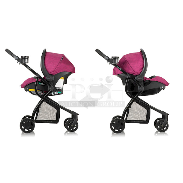 Urbini Omni Plus Special Edition Travel System Stroller, Raspberry Pink.
26.38 x 34.84 x 44.09 Inches - Image 4 of 12