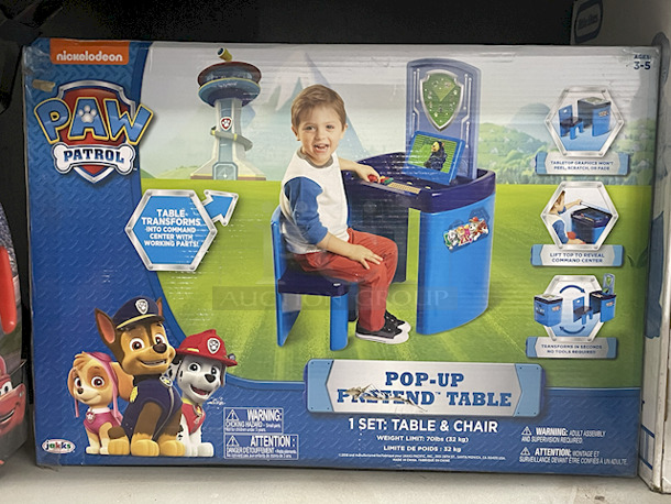 MONSTER LOT OF KIDS TOYS! Poopsie Dancing Unicorn; Pixar Cars Scoot Racer; Nickelodeon Paw Patrol Pop-Up Pretend Table & Chairs – Converts To Command Station With Working Parts; Tabeoke Singing Machine; OMG Da Boss, Little Tikes – Tikes Tough – Workshop; Sharpie Limited Edition 30 Permanent Marker Spin Tray; Crayola 90yr of Mickey 18 Giant Coloring Pages; Nickelodeon Paw Patrol Chase & Marshall (2) Chair & Table Set; KidKraft Classic Rocking Chair - Image 4 of 10