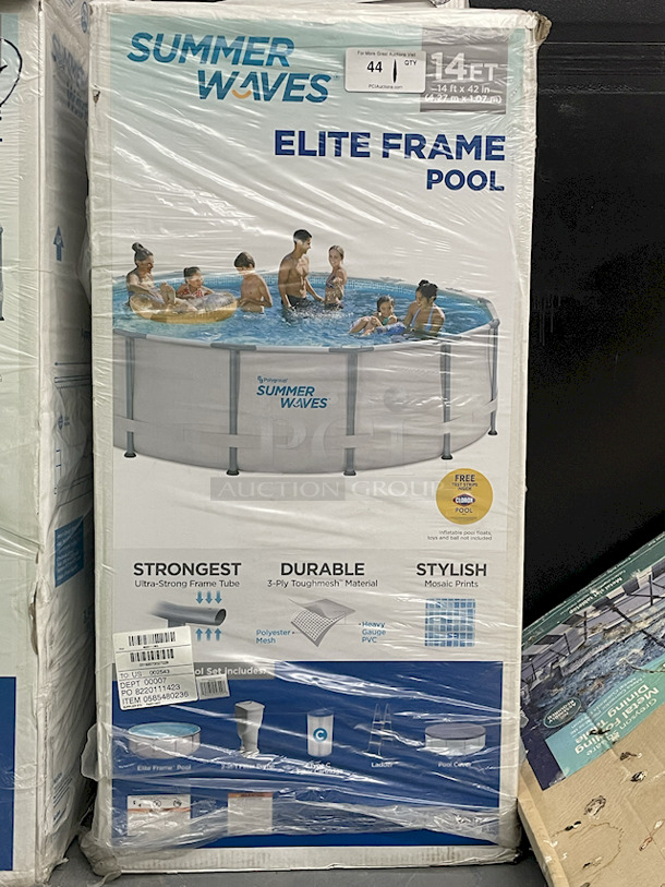 STAY COOL!! Summer Waves 14ft x 42in Pool Set. Contains: 1 pool, 1 filter pump, Type C Filter Cartridge, 1 ladder, 1 pool cover. 2x Your Bid - Image 1 of 2