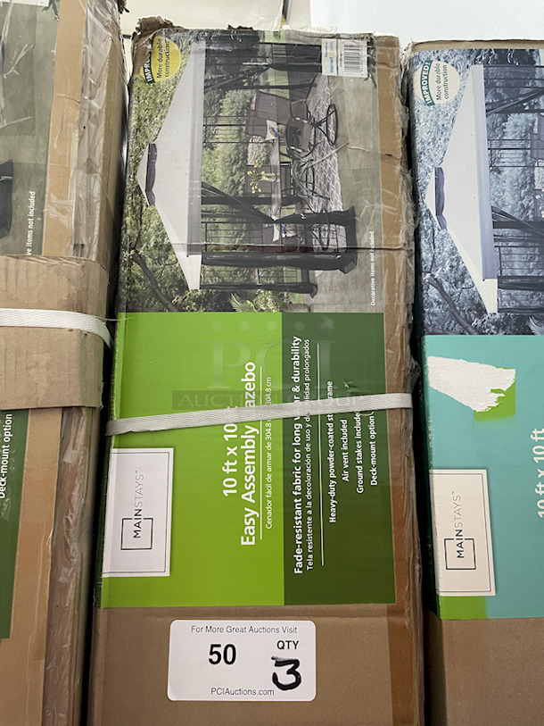 PERFECT FOR THE COOK OUT!! Mainstays 10ft x 10ft Easy Assembly Gazebo – 120” x 120” x 111.8”. 3x your bid  - Image 3 of 3