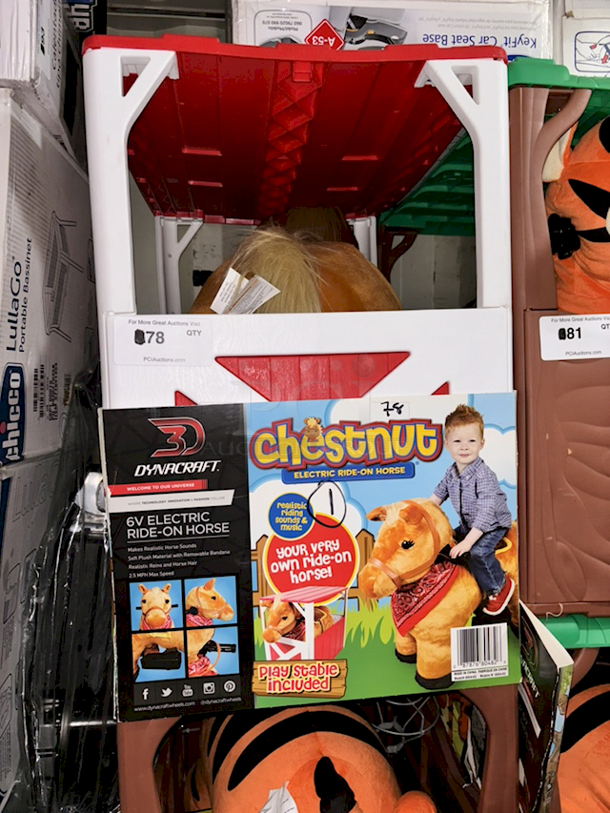 NEW!!  Dynacraft Chestnut 6v Electric Ride-On Horse - Includes Play Stable - Image 2 of 3