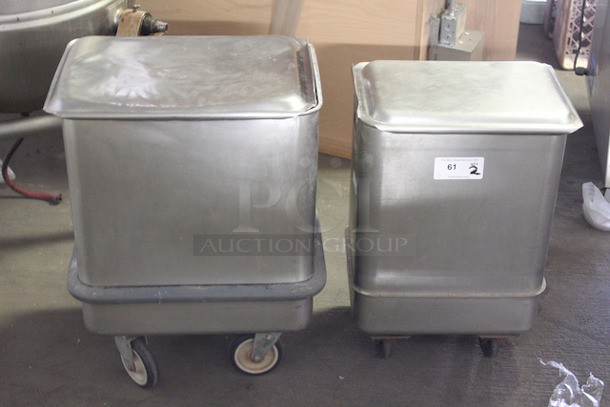 Stainless Steel Instant Custard and Sugar Containers on Commercial Caster. 2x Your Bid