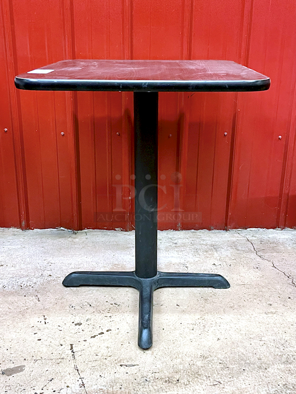 BEAUTIFUL! Lancaster Table & Seating 24" x 30" Reversible Cherry / Black Laminated Standard Height Table Top and Base Kit with 22" Plate - Image 5 of 5