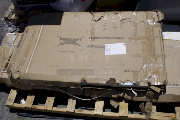 BRAND NEW SCRATCH & DENT! Regency 36" x 60" 16 Gauge Stainless Steel Commercial Work Table with Undershelf. Minor Denting. 36x60x34
 - Image 3 of 3