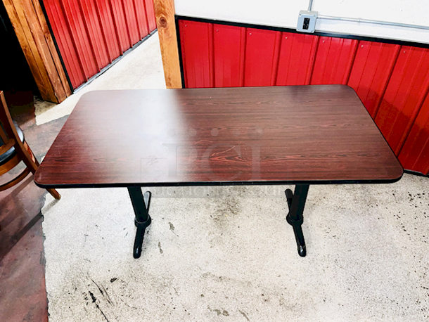 HIGH QUALITY! 6 Person Restaurant Table - Standard Height On cast Iron Legs - Image 3 of 4