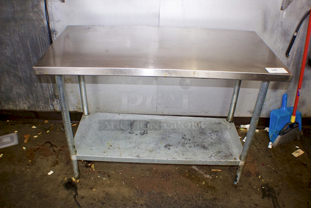 Stainless Steel Work Table With Galvanized Under-Shelf. Approx. Dimensions 48x24x34 - Image 1 of 3