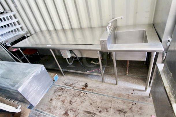 COMBINATION! Work Table / Baine Marie With Attached Sink. Includes Stainless Steel Cover Allows Use As Table Or Hot Well, Natural Gas.  117x39x42 - Image 2 of 4