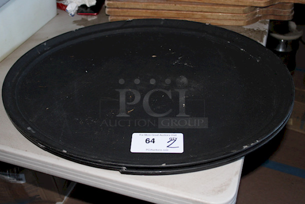 NICE! 31" x 23" Black Oval Fiberglass Non-Skid Serving Trays. 2x Your Bid - Image 1 of 3