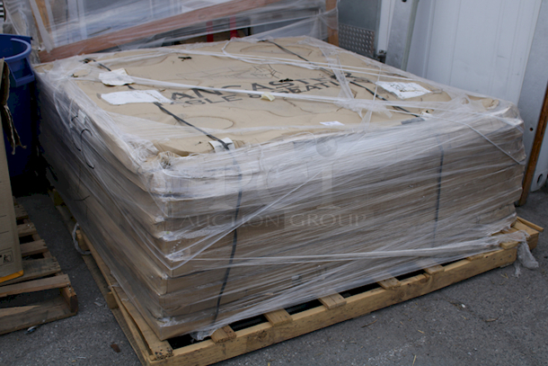 BRAND NEW SCRATCH & DENT! Lancaster Table & Seating 72" Round Heavy-Duty Granite White Plastic Folding Tables. 12x Your Bid
 - Image 4 of 4