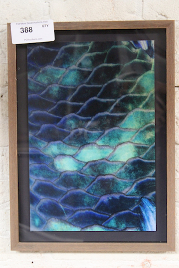 BEAUTIFUL! Framed Fish Scale Print. 15-1/2x21-1/2