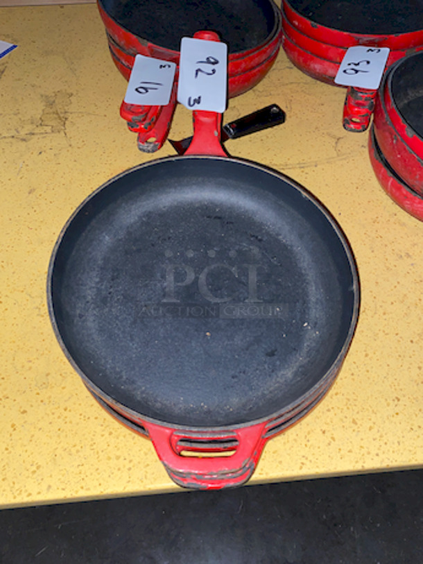 AMAZING! Set of 3 Lodge Cast Iron Skillets, Non-Stick with Enamel Coating, 10”, Red - Image 1 of 2