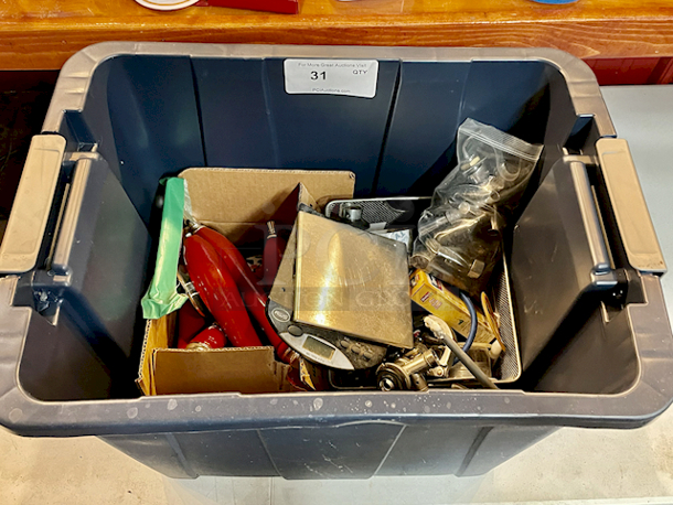 ALL-FOR-ONE Tote Full of Misc. Brewery Equipment, Parts, Fittings and More