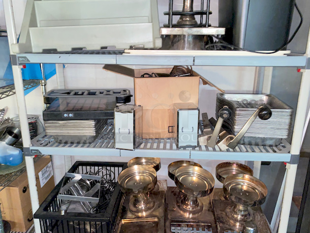 RACK FULL! Misc. Kitchen and Catering Equipment. Highlights include: Cutting Boards, Merchandiser, Paper Shredder, Commercial Can Openers, Cash Box and More. Rack Not Included.  - Image 3 of 4