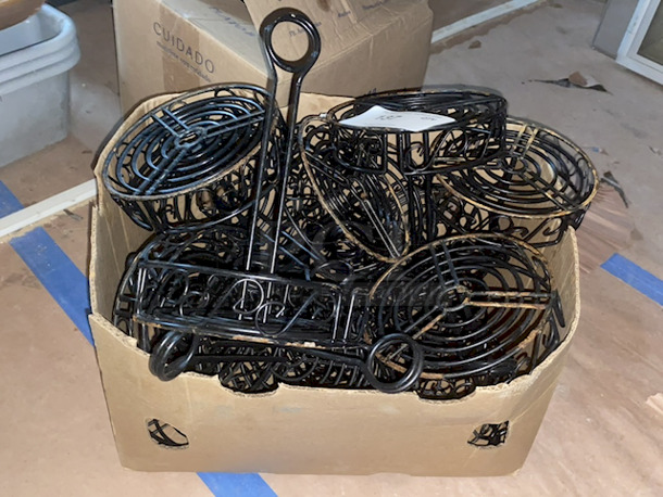 HUGE LOT! American Metalcraft WBCC6 Black Round Wrought Iron Scroll Design Condiment Caddy - 6 1/4" x 9". 10x Your Bid - Image 3 of 3