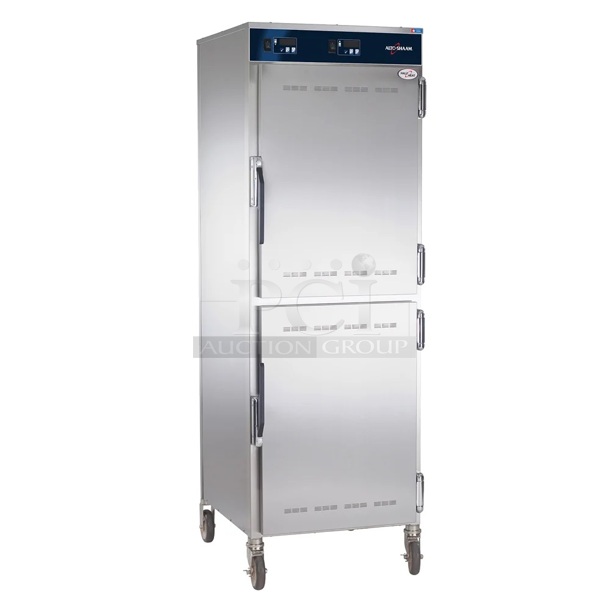 BRAND NEW SCRATCH AND DENT! 2023 Alto Shaam 1200-UP Stainless Steel Commercial 2 Half Size Door Warming Cabinet on Commercial Casters. Stock Picture Used as Gallery. 120 Volts, 1 Phase. Cannot Test Due To Cut Power Cord