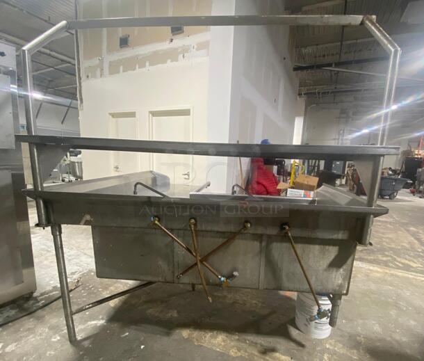 Stainless steel 3 compartment L shape sink complete with faucets  - Image 5 of 5