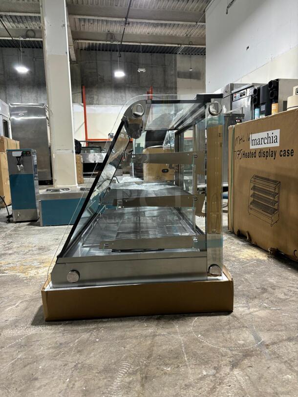 Marchia MHC161 34" Heated Stainless Steel Countertop Display Case with Front Slanted Glass
 - Image 3 of 4