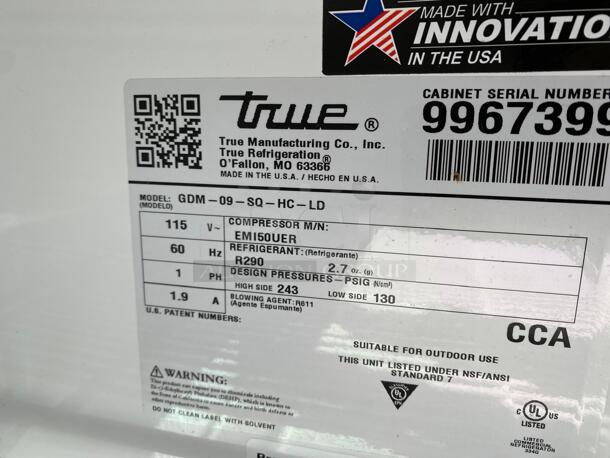 True GDM-09-SQ-HC-LD 36" Countertop Refrigerator w/ Front Access - Sliding Doors, Black, 115v
 - Image 5 of 5