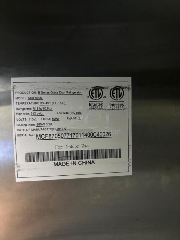 Atosa MCF8705GR 27" Bottom Mount Refrigerator, 1 One Glass Door, 19.1 Cu.Ft
 - Image 4 of 6