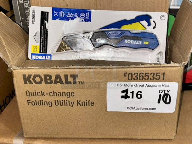 BIG BOX OF 10!! Kobalt #0365351 Quick-Change Folding-Lockback Knife. 10x Your Bid - Image 1 of 4
