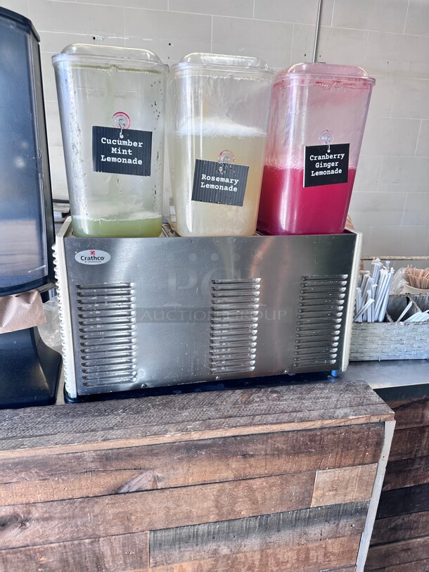 Working Crathco D35-3 Refrigerated Drink Dispenser w/ (3) 5 gal Bowls, Pre Mix, 115v Tested and Working - Image 1 of 5